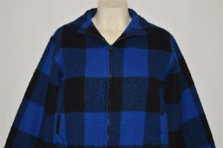 Vintage 80s Woolrich Blue Black Buffalo Plaid Wool Women 