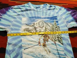 1995 Grateful Dead Skull Mountain Tie Dye Hippie Downhill Ski T Shirt SZ M/L 3