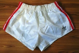 Adidas Shorts Vintage Nylon Size S - M 80 - 90s Made In West Germany Glanz White D5