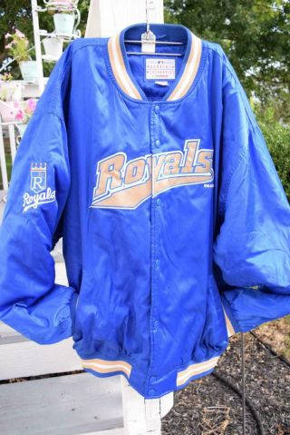 Rare Vintage 90s Starter Kansas City Kc Royals Satin Mlb Baseball Jacket Mens L
