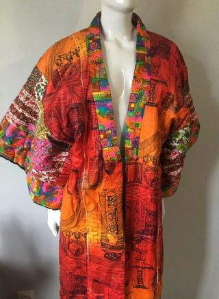 Vintage Patchwork Kimono Style Reversible Robe Made From A Quilt Boho Hippie 2