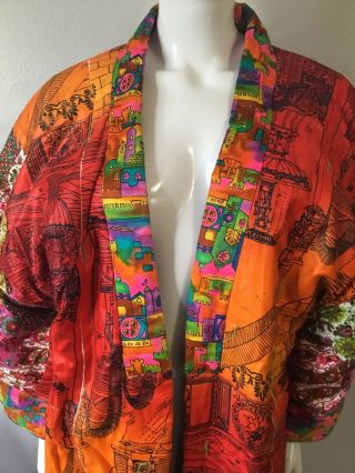 Vintage Patchwork Kimono Style Reversible Robe Made From A Quilt Boho Hippie 3