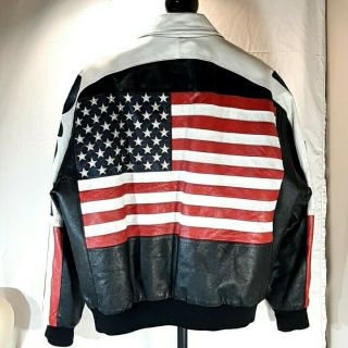 Mens Vintage Michael Hoban Wheremi Leather Jacket Usa Flag Patriotic Size L