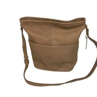 Vintage Coach Light Brown Leather Bucket Bag / 1990s Shoulder Handbag 0653 005