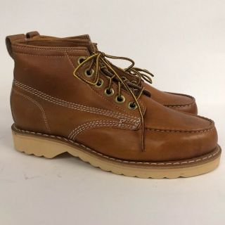 1980s Brown Leather Work Boots Hikers / 80s Nos Work Wear Oil Resistant 6.  5