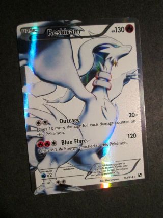 Lp/nm Full Art Pokemon Reshiram Card Black And White Base Set 113/114 Rare Ap