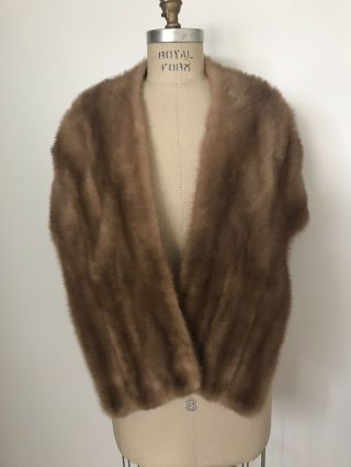 Vintage Natural Brown Mink Fur Wrap Cape Stole Shawl Size S /m / L