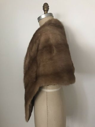 Vintage Natural Brown Mink Fur Wrap Cape Stole Shawl Size S /M / L 2