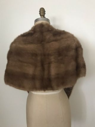 Vintage Natural Brown Mink Fur Wrap Cape Stole Shawl Size S /M / L 3