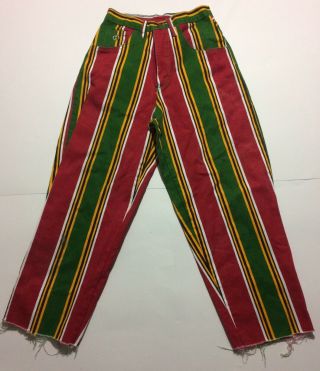 Vintage 90’s Cross Colours Multicolor Striped Pants Rap T Hip Hop Dope Size 28