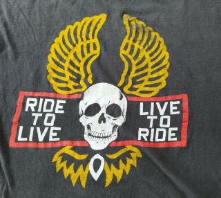Vintage 80s Ride To Live Live To Ride T - Shirt Size Large,  Harley Davidson 3