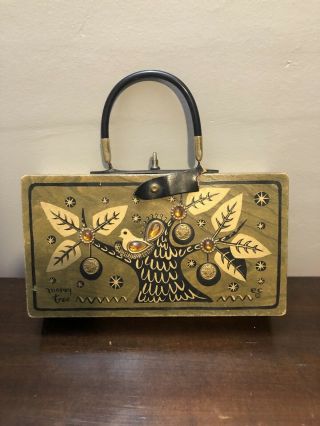 Vintage Enid Collins Wood Box Purse For Sals Fifth Ave “money Tree”