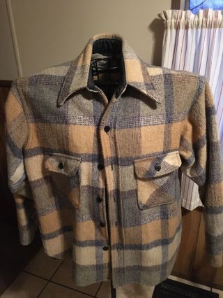 Made In Usa Vtg 50s Mens Wool Fox Knapp Sportswear Plaid Flannel Jacket Size M