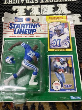 Kenner Starting Lineup 1990 Barry Sanders Figure With Rookie Year Card -