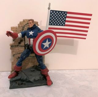 2006 Marvel Legends Captain America Unmasked Oop - Toy Biz - W/ Stand