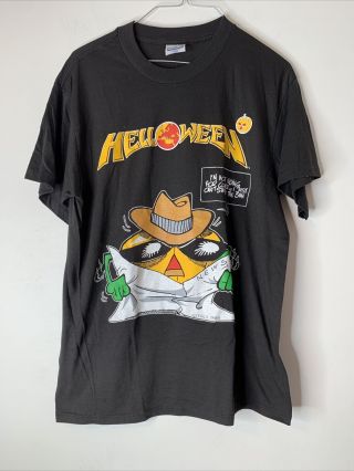 80s Vintage Helloween Concert Shirt Made In Usa Size L Pumpkins Fly 1988