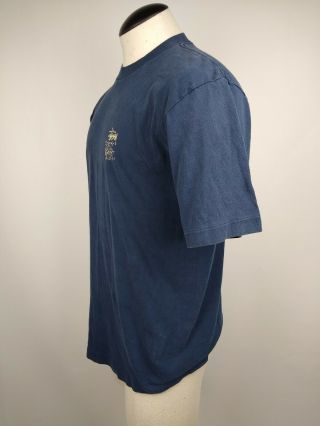 Vintage Stussy T - shirt Single Stitch Blue Heavy Metal SZ L Faded Knight Back 3