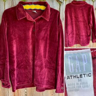 Vintage Gap Athletic Long Sleeve Velour Shirt Mens M 80s 1980s ?