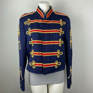Vtg 60s Marching Band Uniform Jacket Brass Buttons Nicsinger Blue & Red Size 40