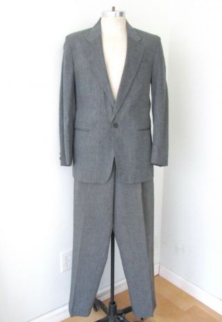 Vtg 80s Wave Levi Strauss Gray Speckled 2 - Pc Suit Baggy Pleated Pants 40r