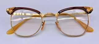 Vtg Bausch & Lomb B&l 4 - 5 1/4 Rockabilly Cat Eye Glasses Frames 12k Gf 20 - 44
