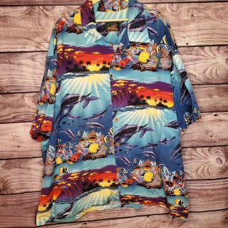 Vintage Paradise On A Hanger " Deep Blue Sea " Hawaiian Shirt 6x Cotton