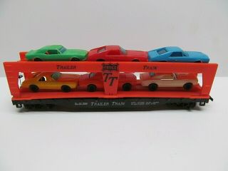 Vintage 1970s Tyco Ho Scale Auto Loader Trailer Train - Frisco Sl - Sf 2530 6 Cars