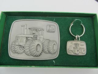 Vintage 1975 John Deere 8630 4wd Gen Ii Tractor Keychain & Belt Buckle Gift Set
