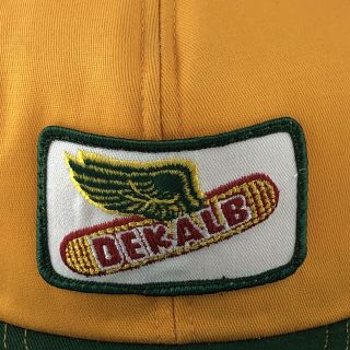 Vintage Dekalb Seed Patch SnapBack Trucker Mesh Hat Cap Swingster USA Farm Gold 2