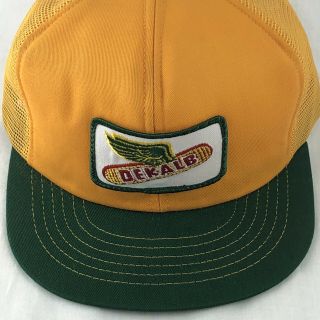 Vintage Dekalb Seed Patch SnapBack Trucker Mesh Hat Cap Swingster USA Farm Gold 3