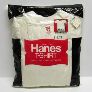 Vintage 1983 Hanes T - Shirts 3 Pack Mens Xl 80s Deadstock Usa White Crew 80s