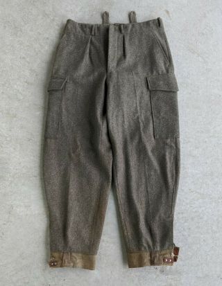 Vintage 1940s Wwii Swedish Crown Military Army Wool Pants Sz 33