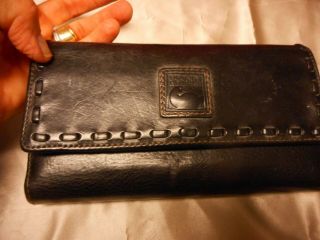 Dooney&bourke Vintage Black Leather Wallet/zip Pocket On Back/beautiful