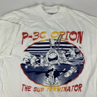 Vtg 90s Lockeed P - 3c Orion Submarine Terminator T - Shirt Xl X - Large Puff Print