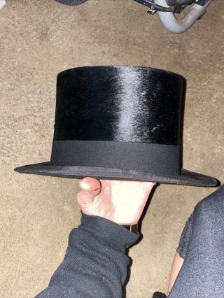 Vintage Rogers Peet,  Dobbs Black Top Hat With Leather Case.  Gr8