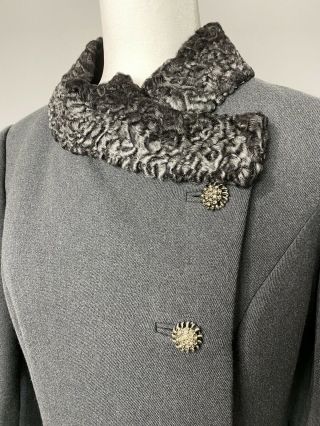 Vintage John Shwartz Patterson Dress Jacket Coat Charcoal Grey Gray M L Elegant