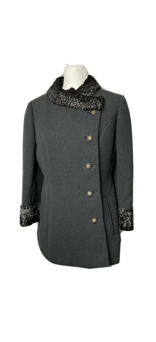 Vintage John Shwartz Patterson dress Jacket Coat Charcoal Grey Gray M L Elegant 2