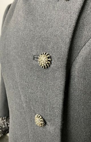 Vintage John Shwartz Patterson dress Jacket Coat Charcoal Grey Gray M L Elegant 3