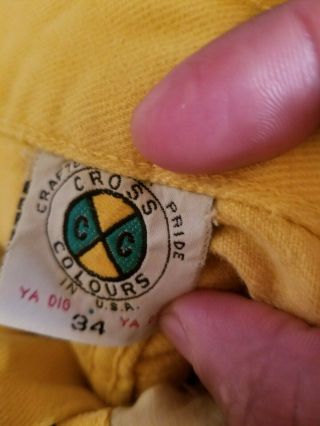 90 ' s Cross Colours Vintage Baggy Denim Jeans (Yellow) Size 34 x 31 3