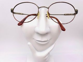 Vintage Gucci Gg2608 Brown Gold Metal Oval Sunglasses Frames Italy