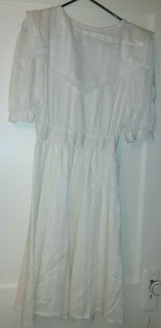 Gunne Sax By Jessica Mcclintock Vintage 80s Dress White/ivory W/ Lacy Bib Collar
