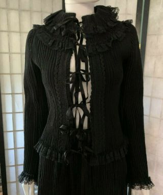 Gorgeous Vintage Koos Van Den Akker Cardigan With Lace And Satin Ribbons Small