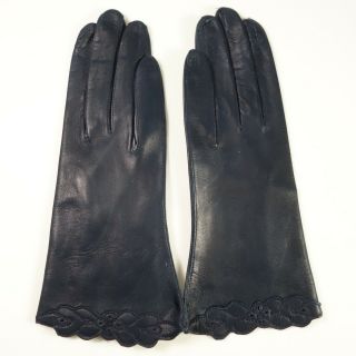 Quality Vtg.  Navy Blue Kid Leather Gloves Sz.  7 Never Worn Italy 8.  5 " Long