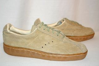 Mens 8 D Nos Vtg 60s 70s Green Split Leather Shoes Mod Oxford Hippie 1970s