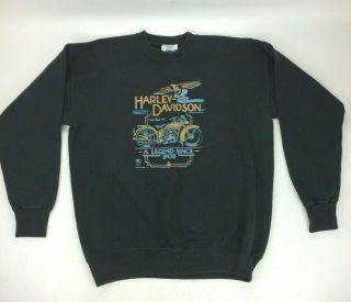 Vtg 1988 Lee Harley Davidson Xl " A Legend Since 1903 " Black Crewneck Sweatshirt