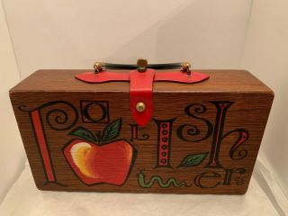 1963 Signed Enid Collins Of Texas Wood Box Purse Bag Polisher