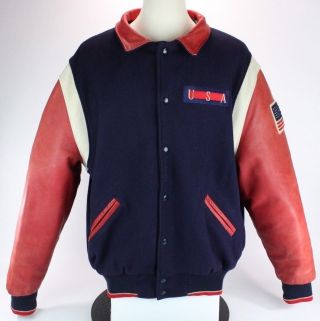 Vintage Dehen 1920 Mens Xxl Team Usa American Flag Color Block Varsity Jacket