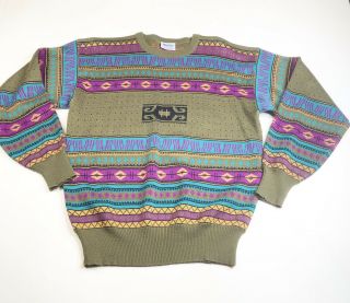 Vintage Men’s Meister Wool Blend Sweater Nordic Ski Multicolor Size Xl