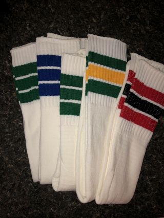 Sears Vintage Over The Calf Colorful Striped Tube Socks 5 Pairs Men’s Size 10 - 14