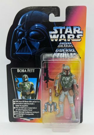 Star Wars Power Of The Force/potf2 Boba Fett Tri - Logo Red Card W/sub Moc